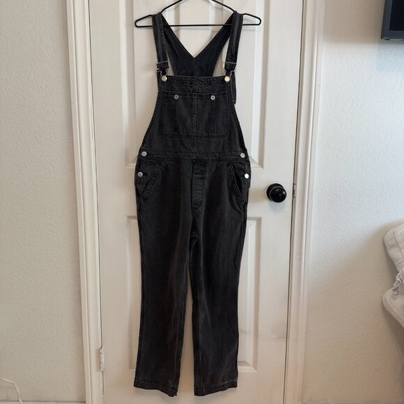 Free People We the Free Charcoal Gray Washed Denim Overalls Size 27 - Picture 3 of 7